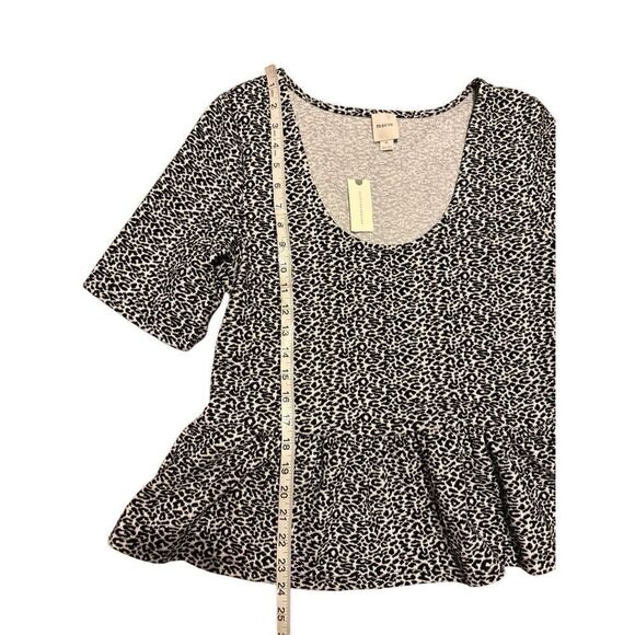 Brand New Anthropologie Maeve Peplum Scoop Neck Leopard Print Black White Tank - Picture 13 of 14